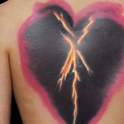 Image similar to lightning strikes the heart, tattoo