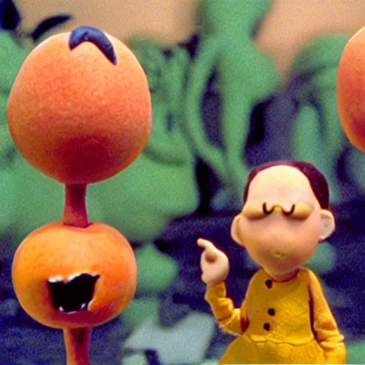 Image similar to giant peach, claymation, tim burton