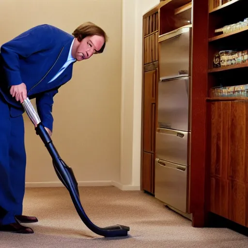 Image similar to saul goodman vacuuming the floor