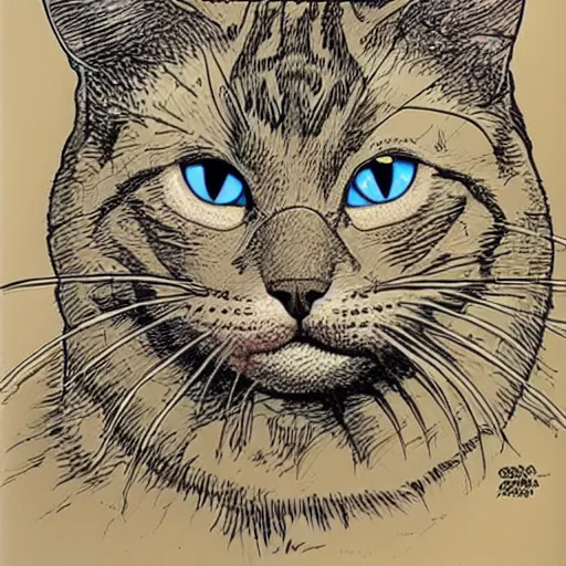 Image similar to a cat by geof darrow, detailed, realistic shading