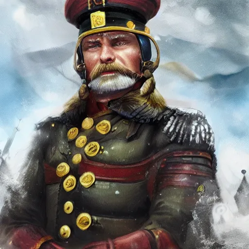 Image similar to A hero of the Lithuanian people, Captain Baltic. Hyper realistic. Trending on art station. 8k. Beautifully detailed.