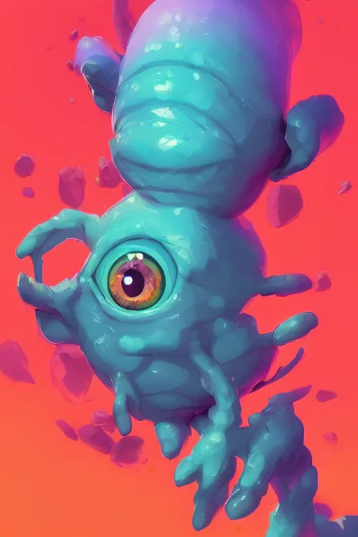 Image similar to smurf ghost creature animal sushi cristal very big eye roots cactus elemental flush of force nature micro world fluo fishscale, behance hd by jesper ejsing, by rhads, makoto shinkai and lois van baarle, ilya kuvshinov, rossdraws radiating a glowing aura global illumination ray tracing hdr