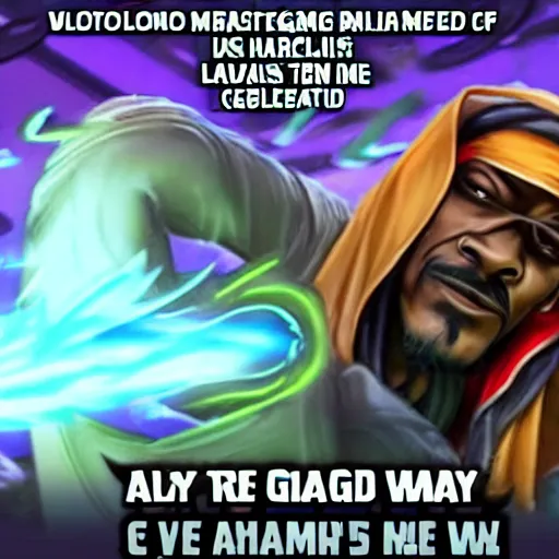 Image similar to Snoop Dog in League of Legends, gameplay screenshot, mug shot,