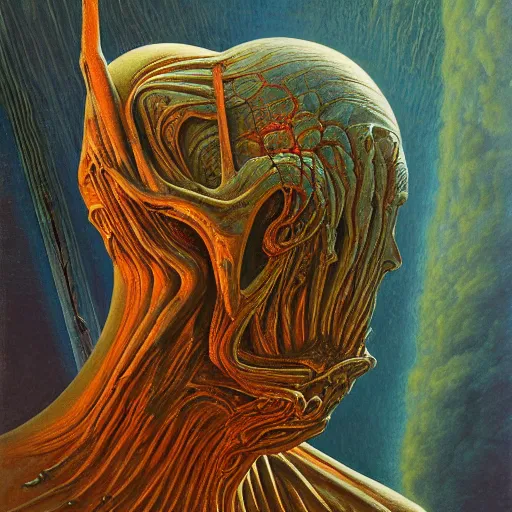 Image similar to the queen of space by zdzisław beksiński, dariusz zawadzki, jeffrey smith and h.r. giger, oil on canvas, 8k highly professionally detailed, trending on artstation