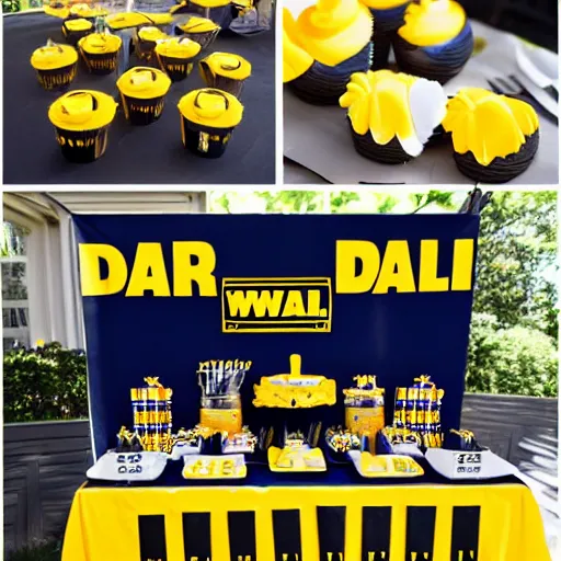 Prompt: a dewalt themed birthday party, photorealistic