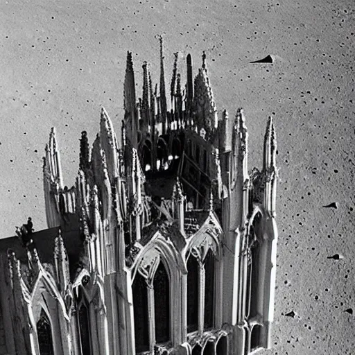 Prompt: a gothic cathedral on the moon, nasa photo