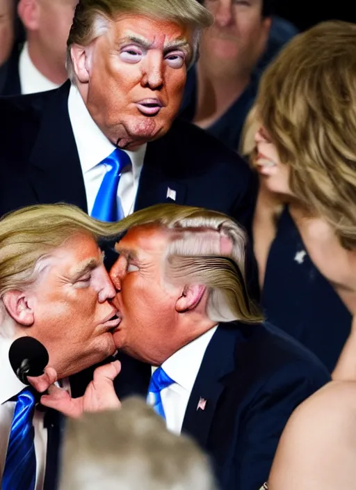 Image similar to beautiful high quality photo of donald trump kissing donald trump.