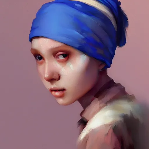 Prompt: The girl with the pearl earring as an anime, digital art by Ruan Jia and Mandy Jurgens and Artgerm, highly detailed, trending on artstation, award winning,