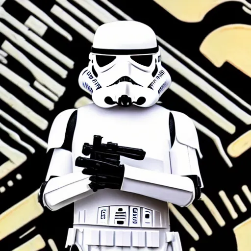 Image similar to detailed portrait of a storm trooper holding a long sandwich, extremely detailed and intricate, 8 k illustration