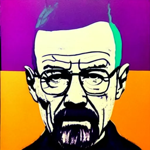 Prompt: walter white painted by andy warhol