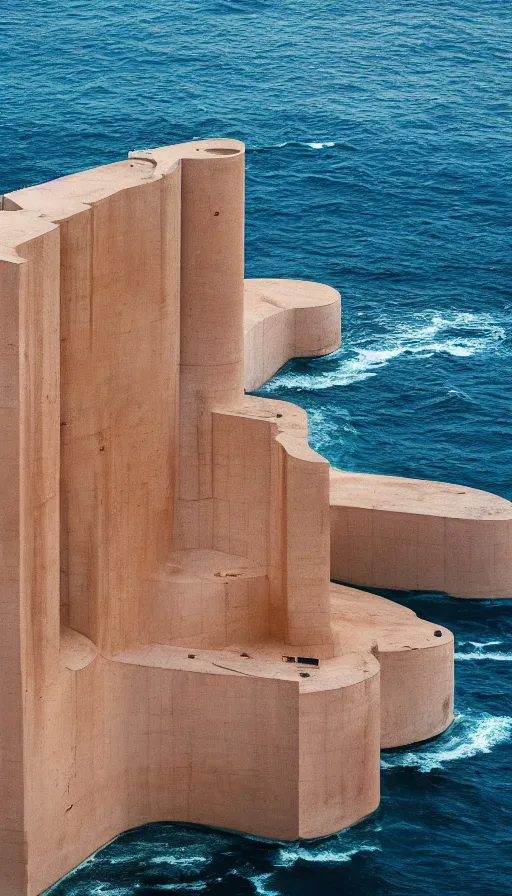 Image similar to atmospheric color Pentax photograph of majestic sea walls designed by Zara hadid, aerial air, very epic and beautiful!!