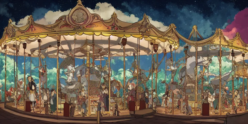 Horse -Anime IV - Carousel Series Painting by Donna Bernstein | Saatchi Art