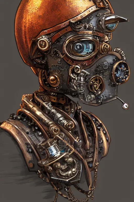 Image similar to steampunk helmet fantasy art mask robot ninja stylized digital illustration sharp focus, elegant intricate digital painting artstation concept art global illumination ray tracing advanced technology chaykin howard and campionpascale and cooke darwyn and davis jack