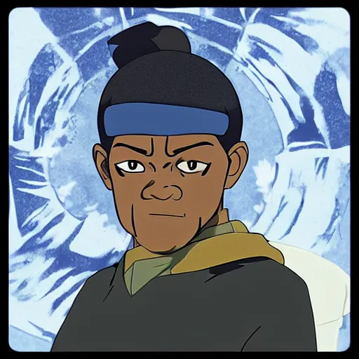 Prompt: Laurence Fishburne in Avatar: the last airbender, designed by Bryan Konietzko