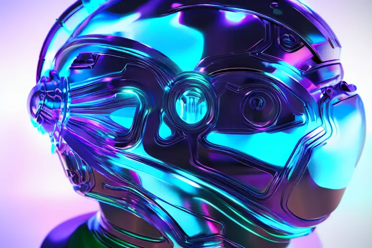 Image similar to futuristic fluid aquamarine helmet, intricate, glowing, eyecandy, colorful, 3 d, octane render