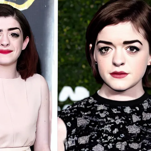 Image similar to a combination of Maisie Williams, Anne Hathaway and Lucy Hale