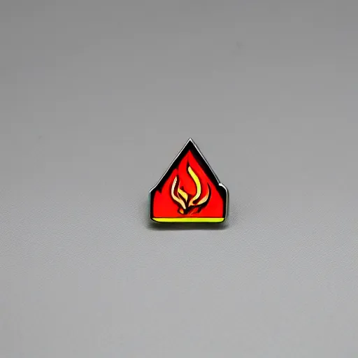 Prompt: a photo of a retro 1 9 8 0 s minimalistic simple clean fire warning enamel pin, no text, studio lighting, behance