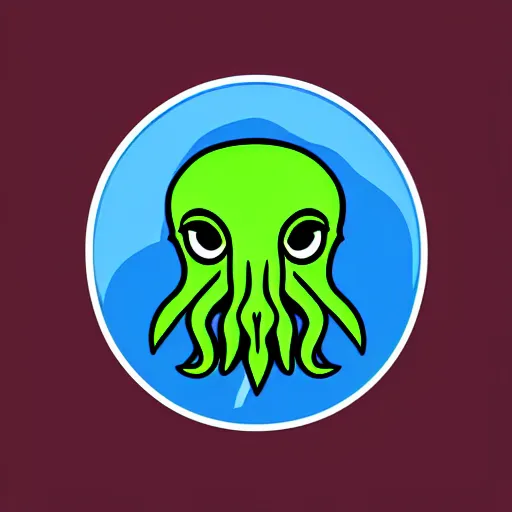 Image similar to cthulhu as hello emoji, telegram sticker design, flat design, glossy design, white outline.