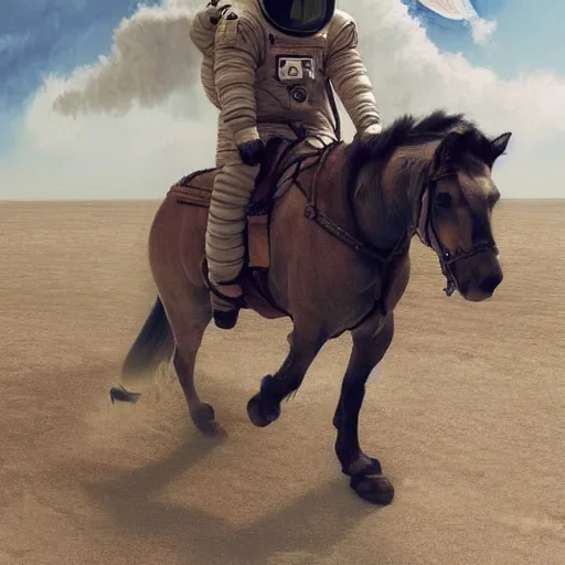 Prompt: an astronaut riding a horse in photorealistic style, 8 k, trending on artstation, highly detailed