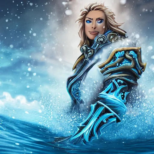 Image similar to female lich king swimming in a pool 4k