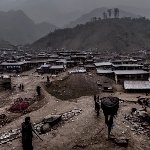Image similar to nepal, gloomy, dystopian