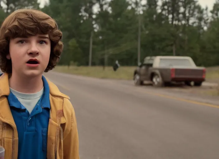 Image similar to film still of jake hopper as mike wheeler in stranger things, 8 k