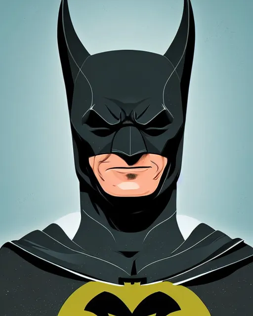 Image similar to robin williams as batman, digital illustration portrait design, detailed, gorgeous lighting, dynamic portrait