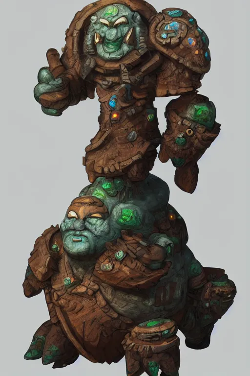 Image similar to zelda fantasy art giant golem troll wood rock greeble gemstone, global illumination ray tracing hdr fanart arstation by sung choi and eric pfeiffer and gabriel garza and casper konefal