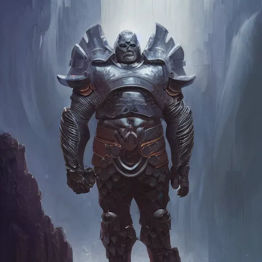 Image similar to darkseid character portrait, wearing fish - scale armor, holding a large platinum shield, by peter mohrbacher, mark brooks, jim burns, wadim kashin, greg rutkowski, larry elmore, esao andrews, trending on artstation