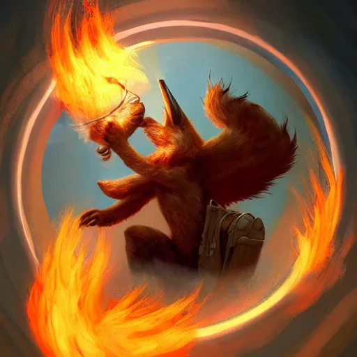 Image similar to anthropomorphic medic fox in a vortex of flame, 8k resolution matte fantasy painting, cinematic lighting, DeviantArt Artstation, Jason Felix Steve Argyle Tyler Jacobson Peter Mohrbacher