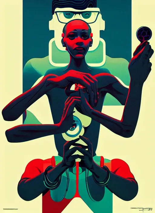 Image similar to Transhumanist propaganda poster artwork by Michael Whelan and Tomer Hanuka, retrofuturistic, optimistic and uplifting, clean