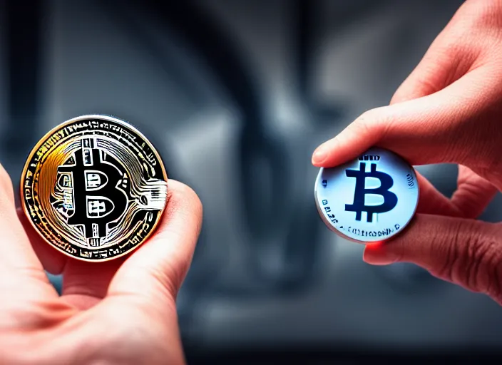 Image similar to terminator's hand holding a bitcoin between two fingers. centered. horror cyberpunk dystopia style. highly detailed 8 k. intricate. nikon d 8 5 0 3 5 mm. award winning photography.