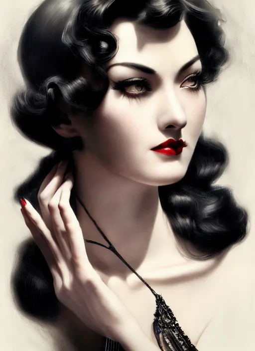 Image similar to high angle photo of a dark haired woman from 2 0 s decade of xx century with robotic eyes, gloomy atmosphere, film noir realistic, sharp focus, 8 k high definition, insanely detailed, intricate, elegant, art by stanley lau and artgerm