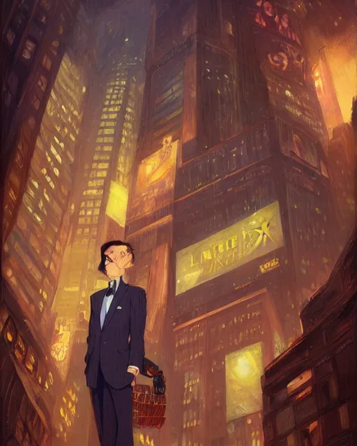 Prompt: beautiful portrait of a trader in the new york stock exchange, by paul lehr and mark kolobaev and artgerm, dieselpunk, realism, highly detailed, intricate, studio ghibli color scheme, masterpiece, portrait, face, handsome