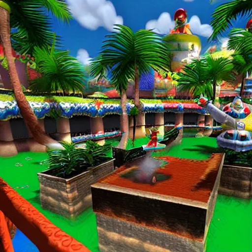 Image similar to realistic delfino plaza from super mario sunshine