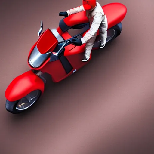 Image similar to isometric view of a man with a red jacket. walking towards a red futuristic motorbike. hyper realistic, dramatic lighting, ultra detailed, sharp focus, wide angle, digital illustration, trending on artstation