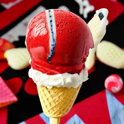 Image similar to freddy kruger sweetheart ice cream on a stick, realistic photography, high detailed