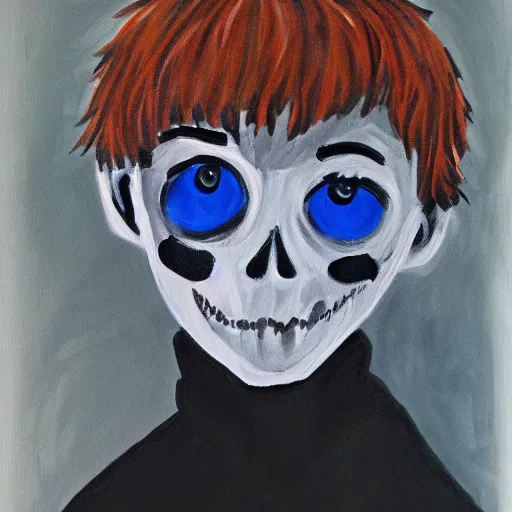 Image similar to ghost boy, acrylic painting