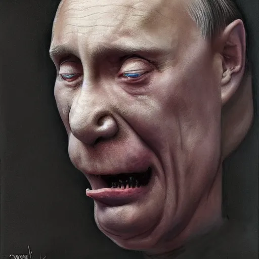 prompthunt: vladimir putin blobfish, blobfish putin hybrid, putin face,  vladimir putin anthropomorphic transformation, macabre, horror, by donato  giancola and greg rutkowski and wayne barlow and zdzisław beksinski,  realistic face, visible face, digital