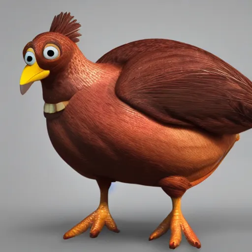 Image similar to 3d render of a turkey, pixar