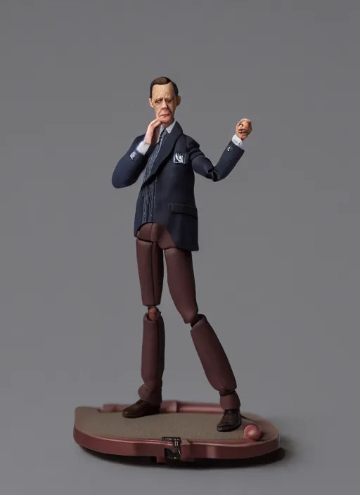 Image similar to product photography of a claymation action figure stylish gentleman steve buscemi, depth of field, zeiss lens, detailed, centered, by erwin olaf, joop geesink, wes anderson, breathtaking, 8 k resolution, extremely detailed, beautiful, establishing shot, realistic materials, hyperrealistic