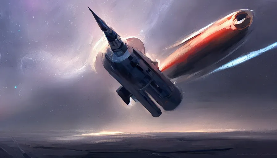 Image similar to concept art by jama jurabaev, space rocket, cinematic shot, trending on artstation, high quality, brush stroke