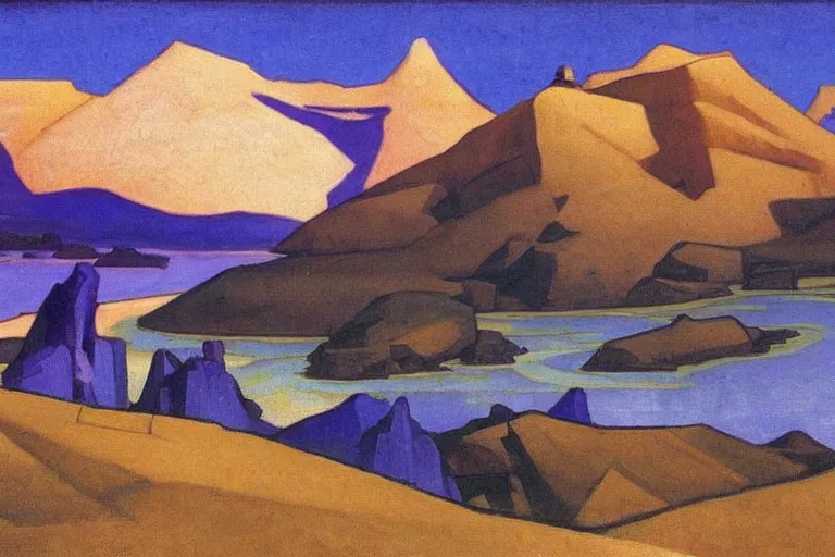 Image similar to artwork by nicholas roerich