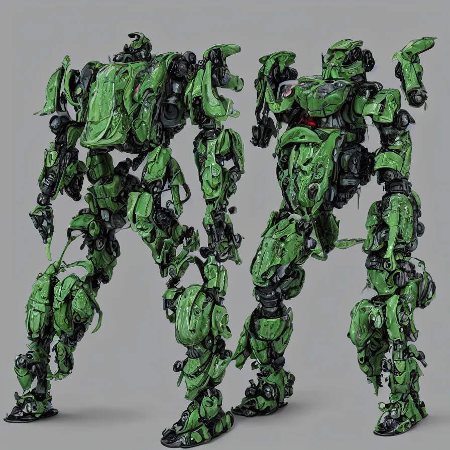 Image similar to waterlily themed amphibious power armor. mobile suit textured like water lettuce, top half is mecha nymphaea flower petals being robotic limbs, waterlily pads, sculpted metal, biomechanical, hyperdetailed, bandai box art, 8 k hd resolution, behance hd artstation. # power armor pistia playing waterlily pad tentacles, 8 k hd resolution