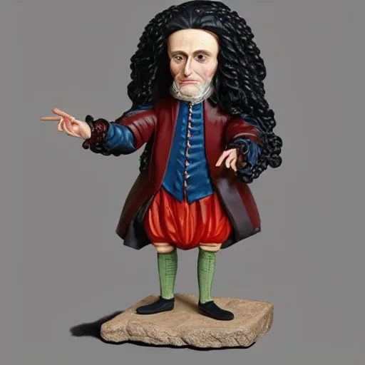 Image similar to 1 7 th century gottfried leibnitz wearing a wig stop motion vinyl action figure, plastic, toy, butcher billy style