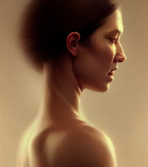 Image similar to portrait of a woman in heightened detail, poised, intense emotion, detailed facial expression, detailed surroundings, intricate, elegant, highly detailed, centered, digital painting, artstation, concept art, smooth, sharp focus, illustration, by ( greg rutkowski ), wlop