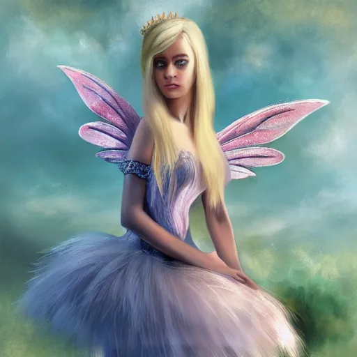 Image similar to blonde fairy ballerina, fantasy, highly detailed, digital painting, concept art, sharp focus