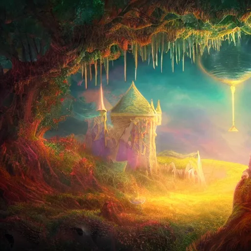 Prompt: fantasy land, land of dreams, daniel conway, david noren, 4 k, cinematic