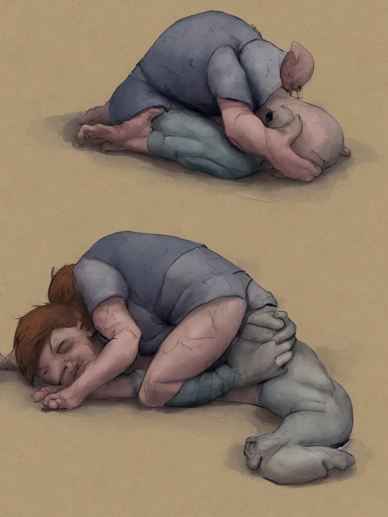 Image similar to fetal position by Disney Concept Artists, blunt borders, rule of thirds