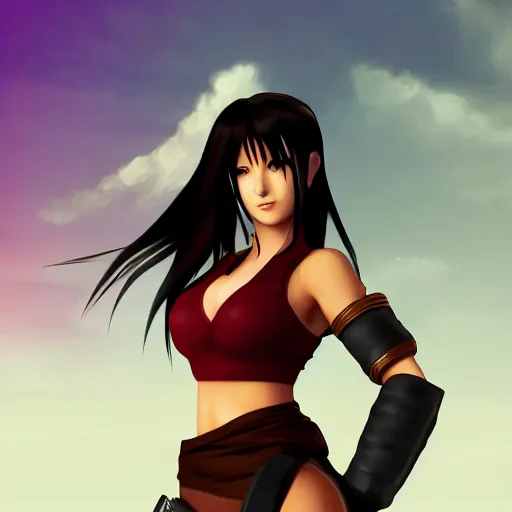 Image similar to high quality tifa lockhart dressed as avatar aang, trending on artstation